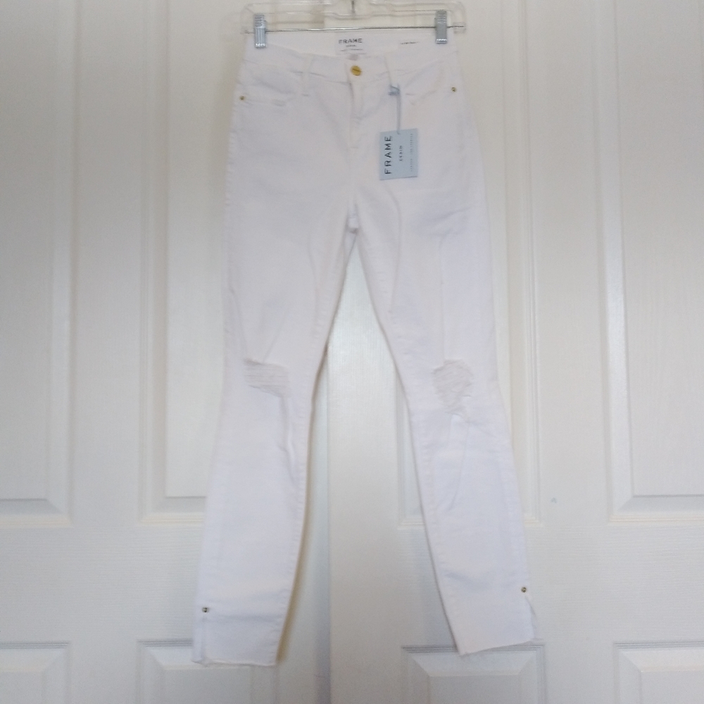 Frame Denim Le High White Skinny Crop Jean